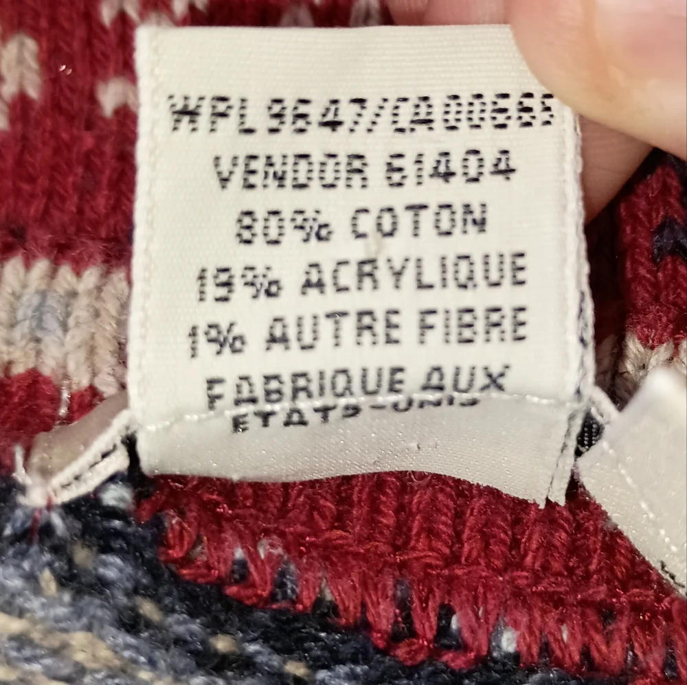 Womens Eddie Bauer Red Blue Beige Fair Isle Sweater Size Large Made in USA